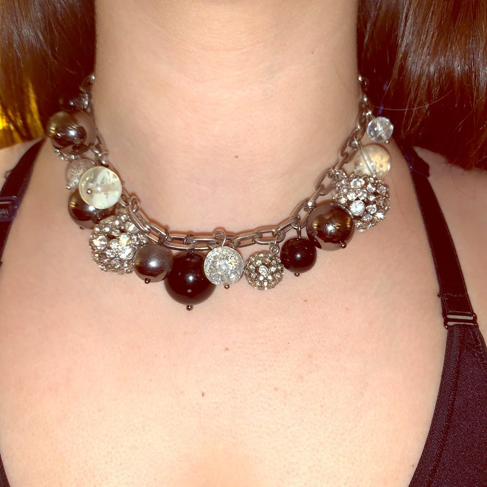 Kate Spade silver and rhinestone beaded necklace